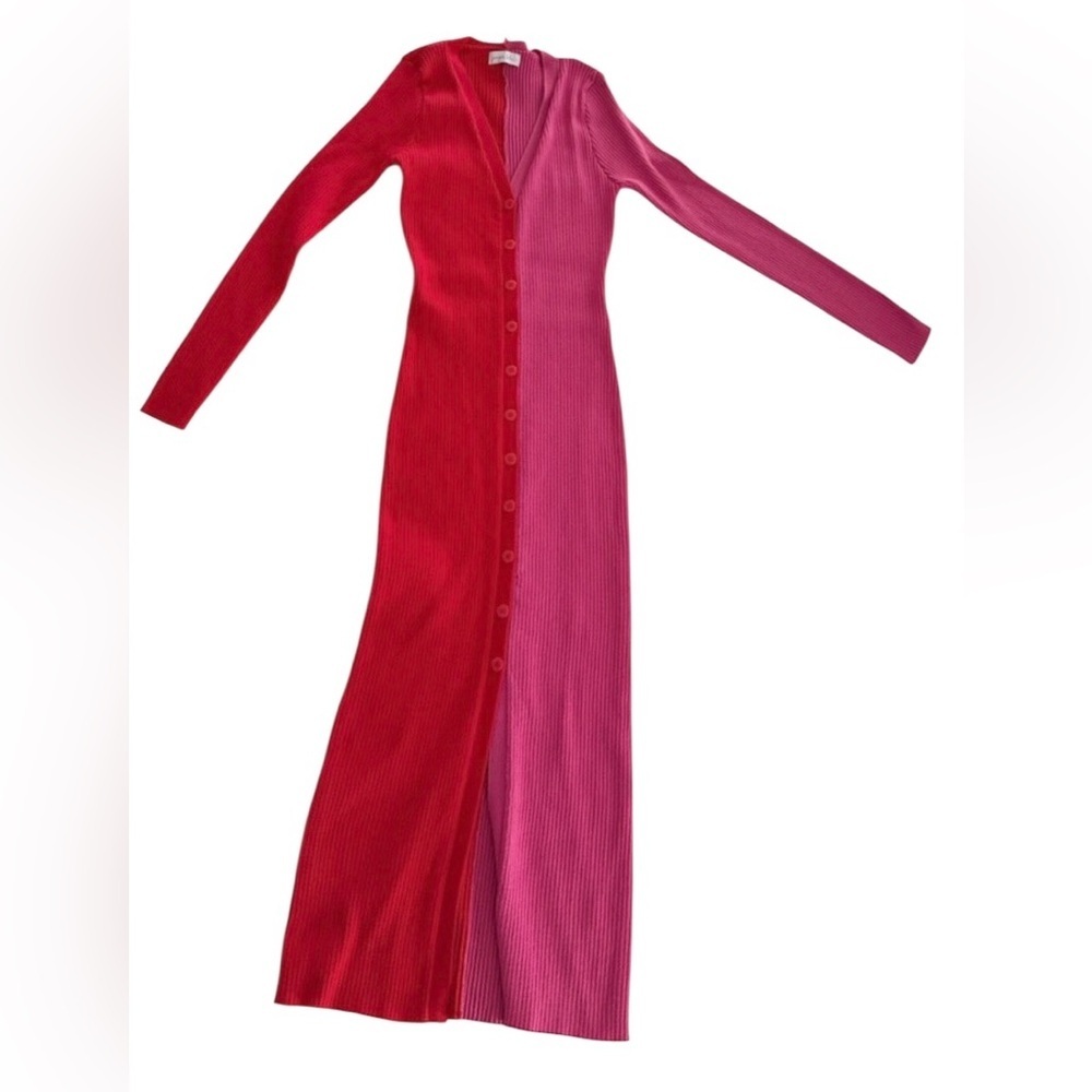 Juniper Blu Colorblock Ribbed Button Front Midi Dress - Picture 4 of 9